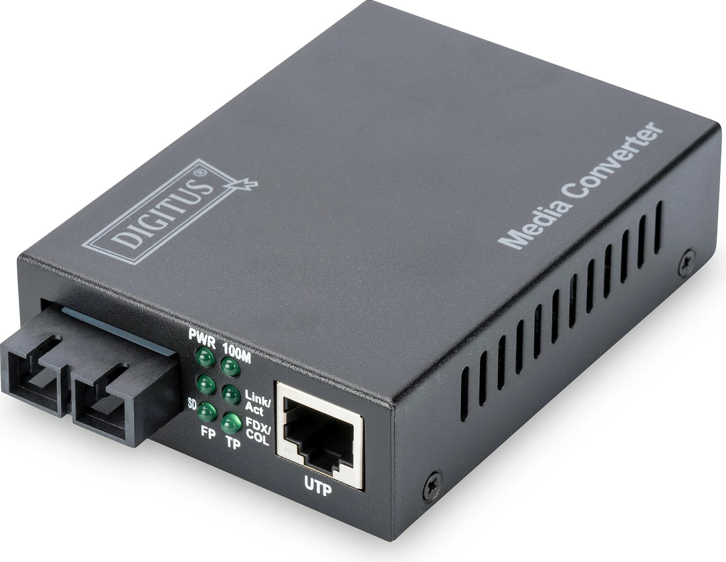 Media konvertues Digitus Fast Ethernet, RJ45 në SC, 10/100 Mbps, multimode, deri 2 km, i zi