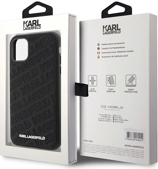 Mbështjellës Karl Lagerfeld Quilted K Pattern për iPhone 11/XR, i zi