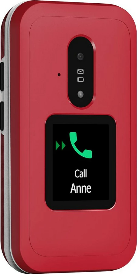 Celular Doro Leva E30, kapak (clamshell), Single SIM, ekran 2.8", bateri 1150 mAh, kuqe/bardhë