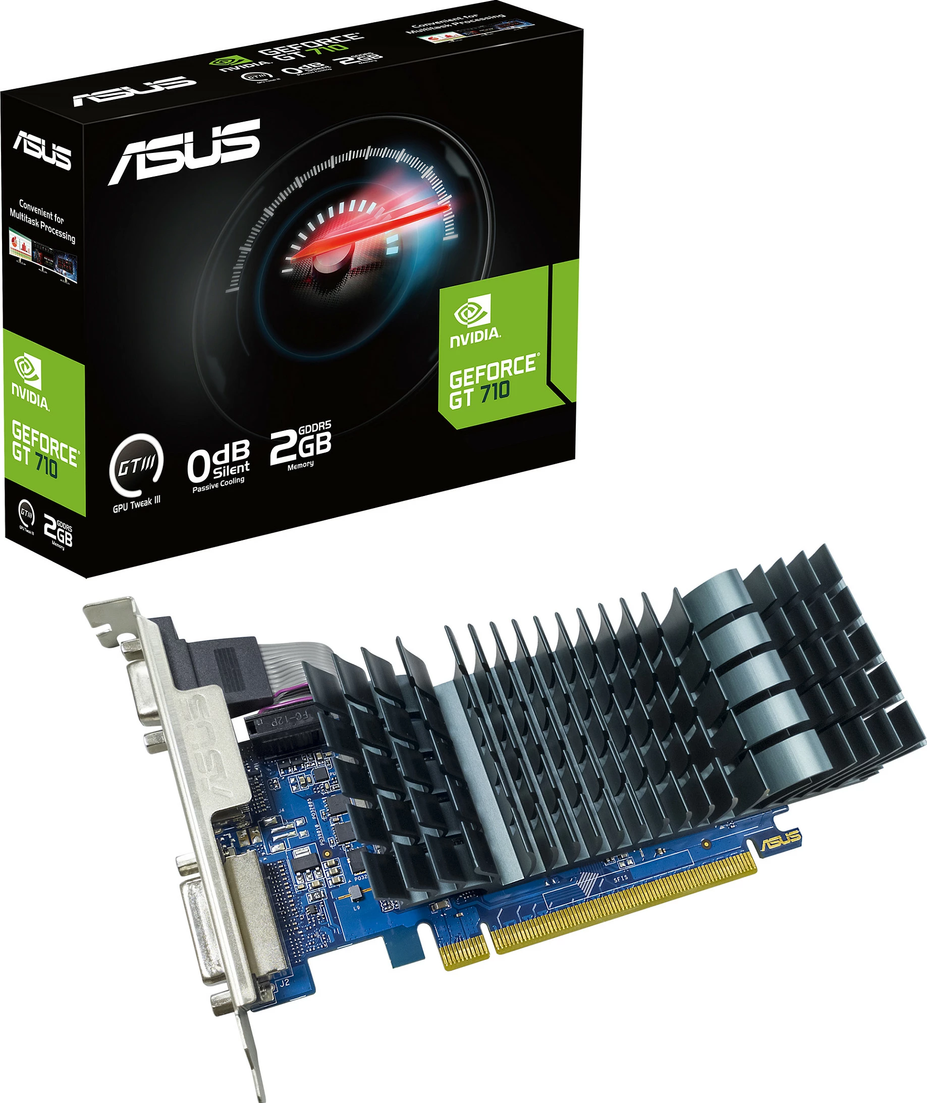Kartelë grafike ASUS GeForce GT 710, 2 GB, GDDR5, PCI Express 2.0, e zezë/blu
