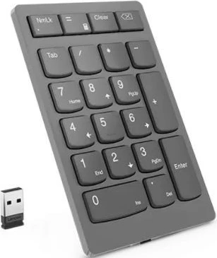 Tastierë numerike wireless Lenovo Go 2.4GHz me USB receiver, bateri e integrume, për Windows 10, e zezë