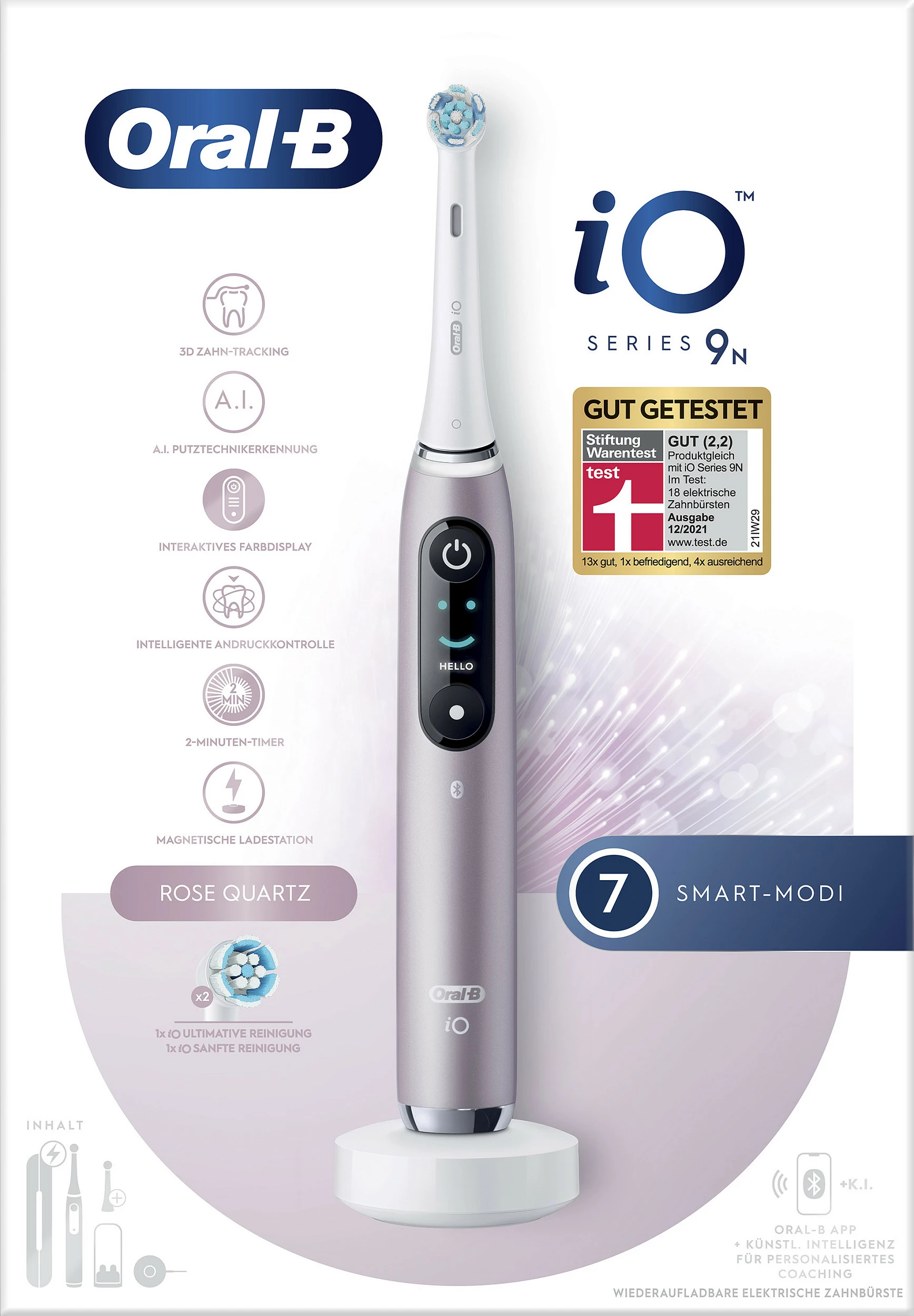 Furçë dhëmbësh elektrike Oral-B iO Series 9n, 6 mënyra, Bluetooth, me kuti udhëtimi, rozë