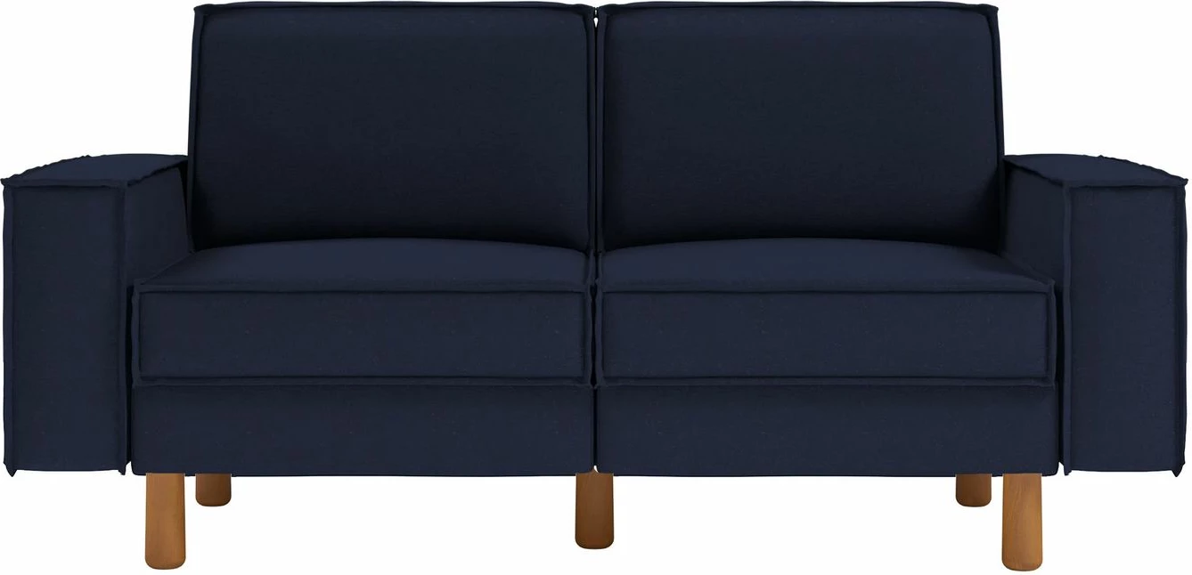 Divan dy-vendësh Atelier del Sofa, ngjyrë blu e natës, këmbë dru arre