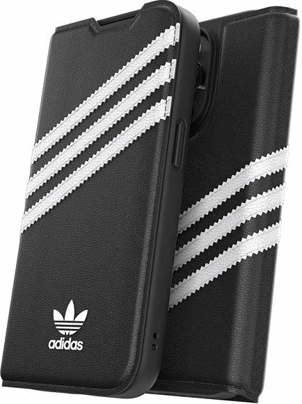 Mbështjellës Adidas OR Booklet Case PU për iPhone 14 Pro, e zezë/e bardhë
