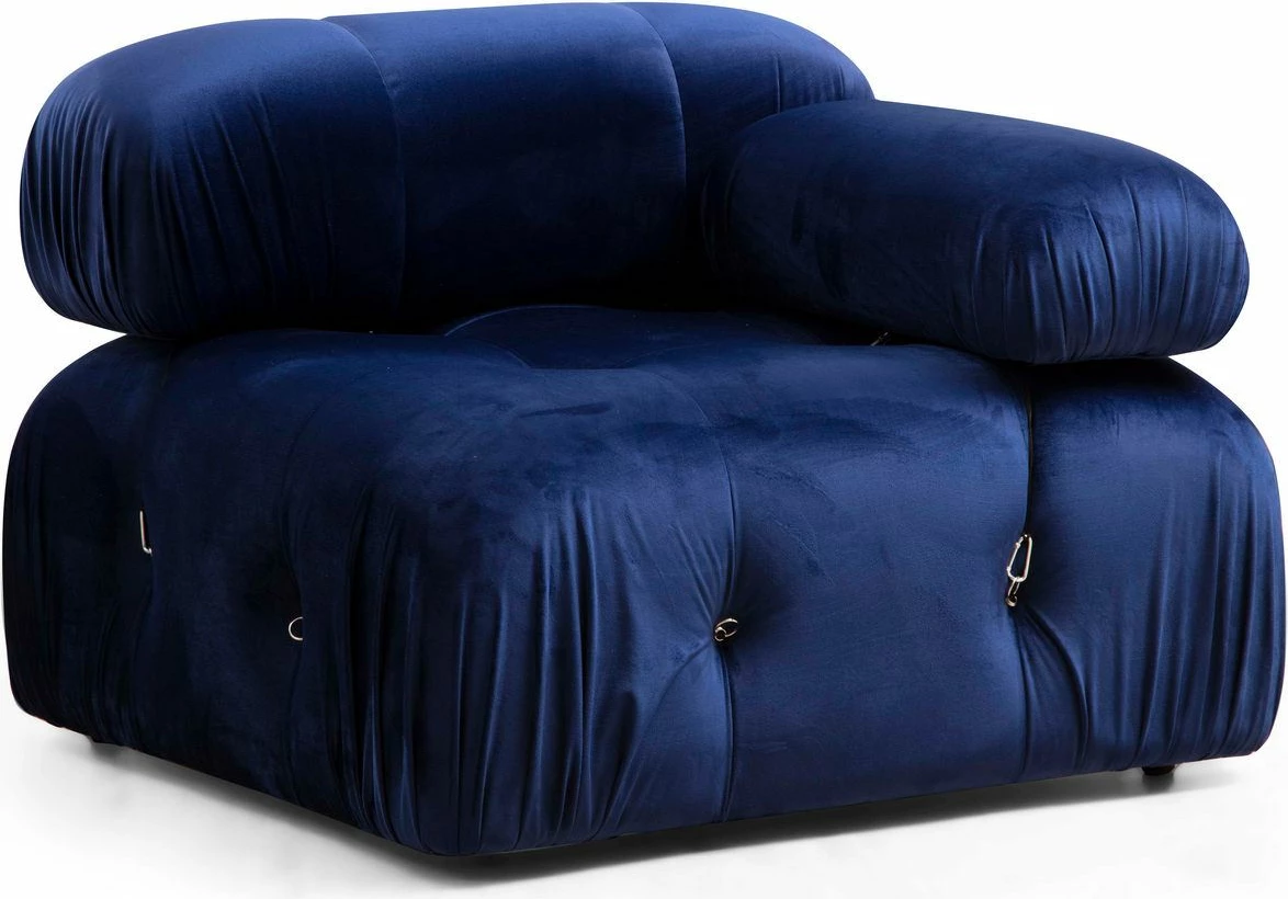 Këndore Atelier del Sofa, kadife blu, Bubble, L1-O1-1R-PUF