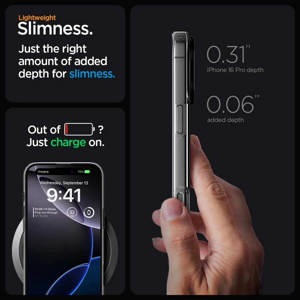 Mbështjellës, Spigen Liquid Crystal Mag MagSafe për iPhone 16 Pro, TPU i hollë me airbag në qoshe, kompatibil me karikim MagSafe, transparent