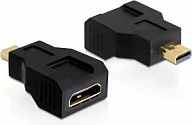 Adapter HDMI DeLOCK 65271, mini HDMI C mashkull në micro HDMI D femër, i zi