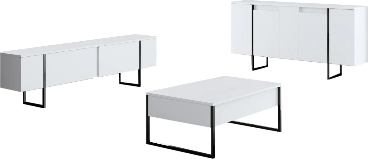 Set mobiljesh për dhomë dite Skye Decor, Luxe, bardhë e zi