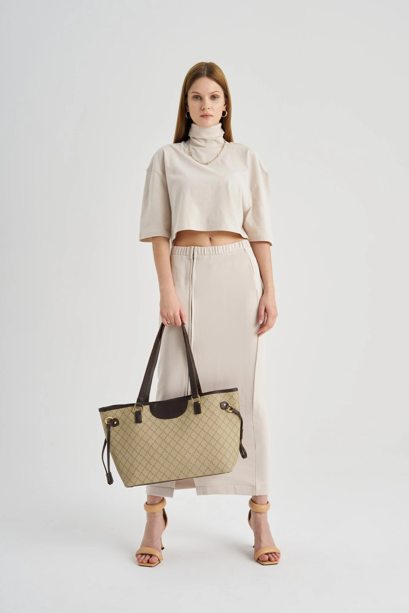 Tote bag Lucky Bees, krem, kafe, 355 v2