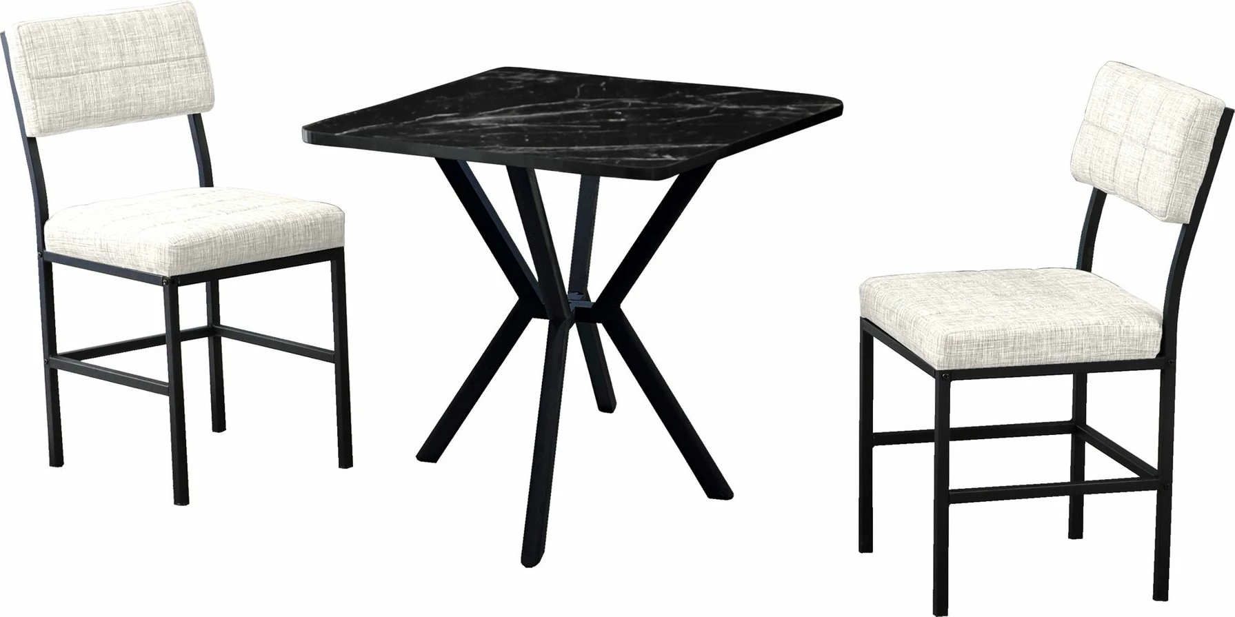 Set tavolinë me karrige, zgjatues, 3 pjesë, Skye Decor, krem, e zezë