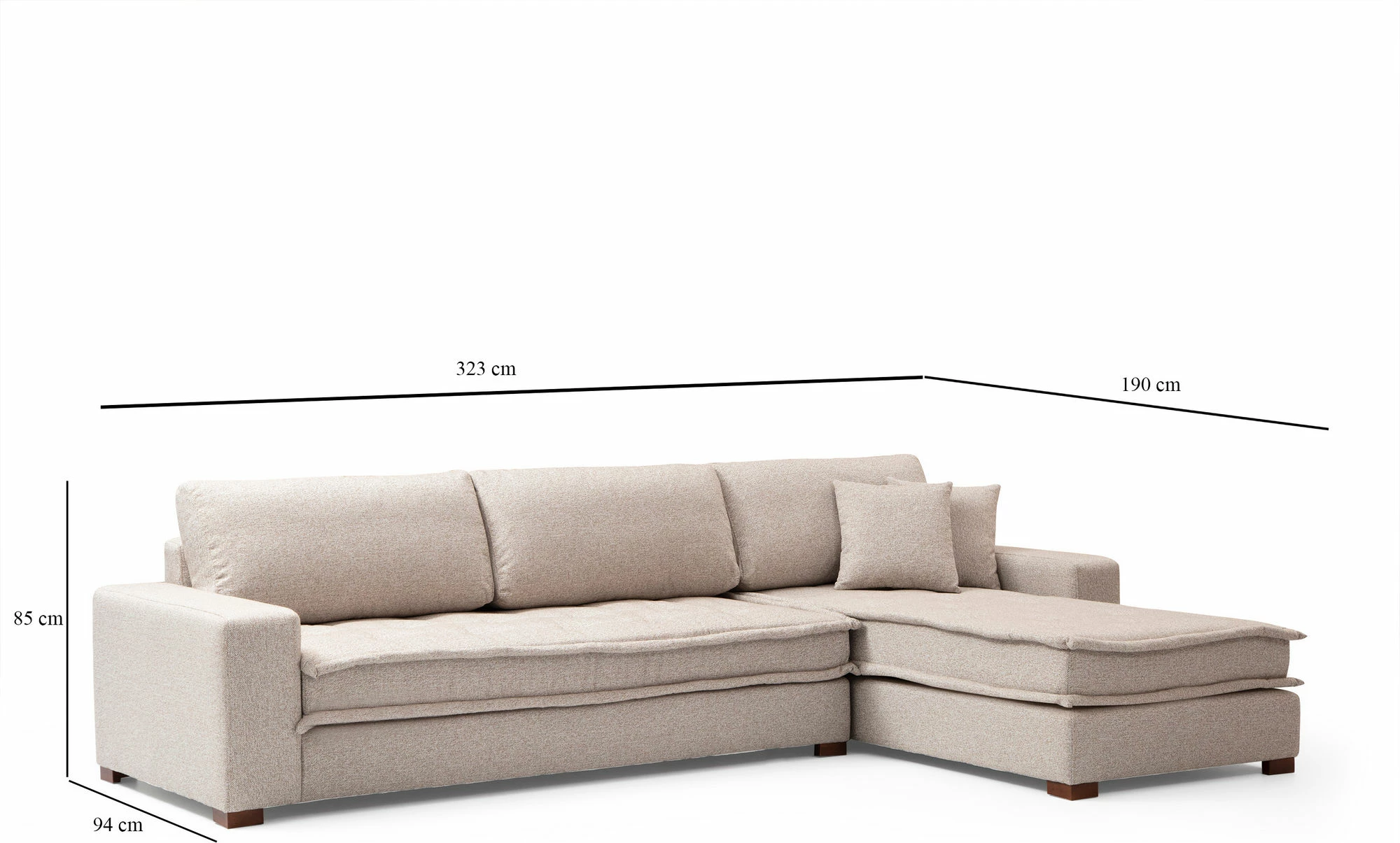Këndare Lena, ngjyrë bezhë rëre, këndare me kënd, Atelier del Sofa (L3-CHL)