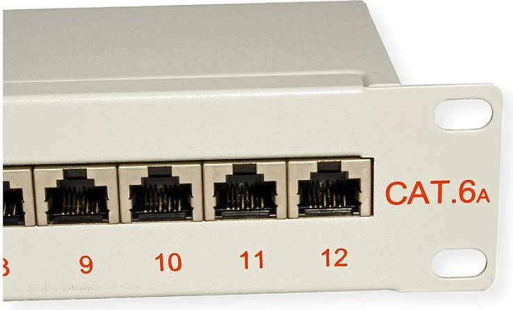 Patch panel rrjeti ROLINE 26.11.0316, 12 porta RJ45, Cat6a S/UTP, 1U, gri