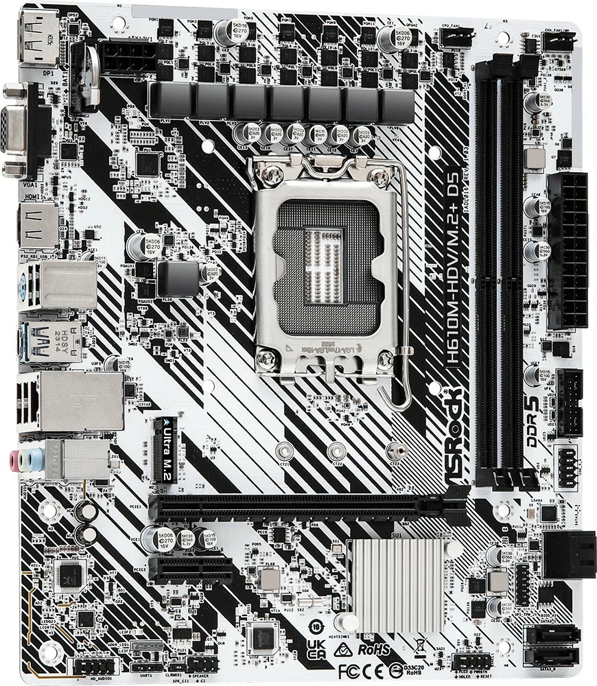 Pllakë amë ASRock H610M-HDV/M.2+ D5, Intel, LGA 1700, DDR5, micro ATX