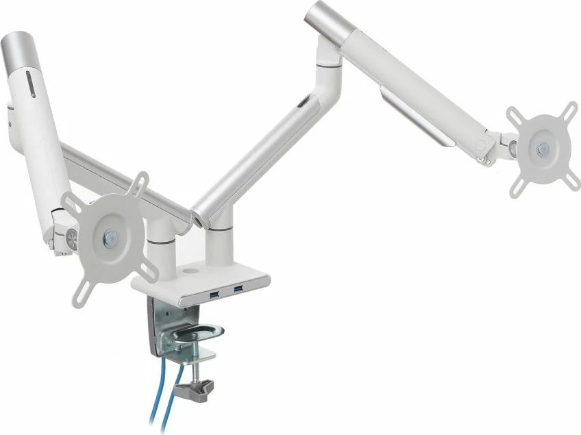 Mbajtëse monitori për tavolinë Art RAMM L-20GD, për 2 monitorë 17\"-32\", VESA 75x75/100x100, deri 9 kg, gas spring, e bardhë