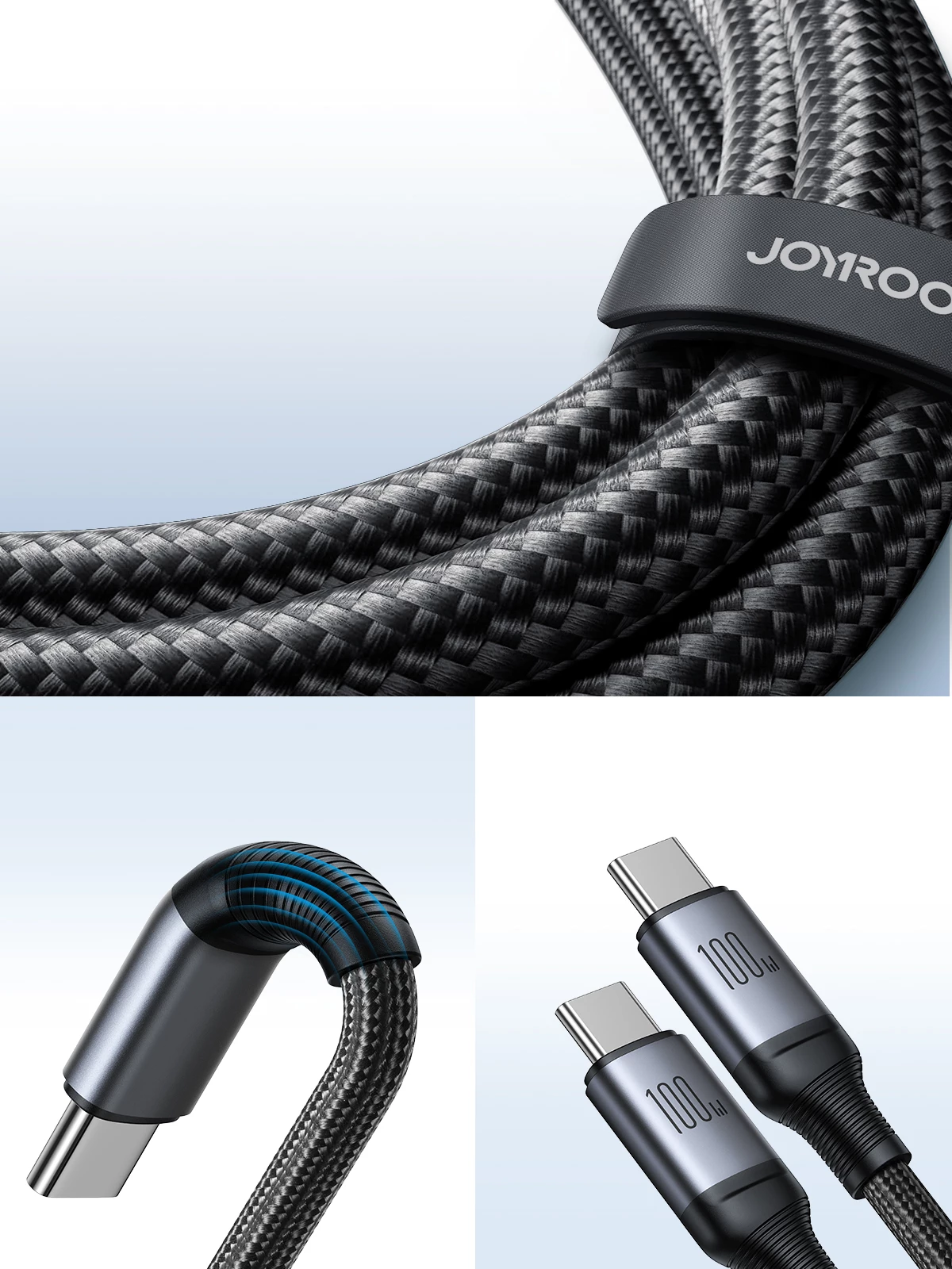 Kabllo karikimi Joyroom Speedy Series S-A21, 2in1 USB-C në USB-C/USB-C, 100W, 1.5m, e zezë