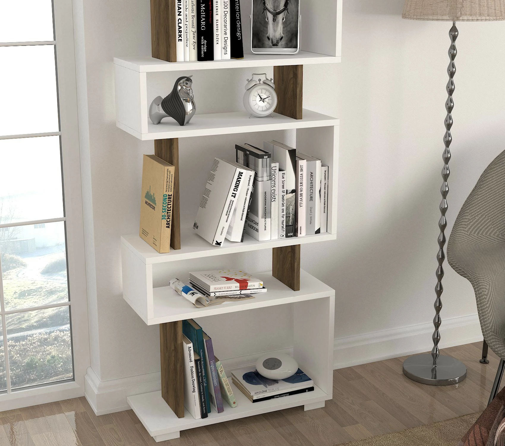 Raft librash Hanah Home, Blok, bardhë-dru arre