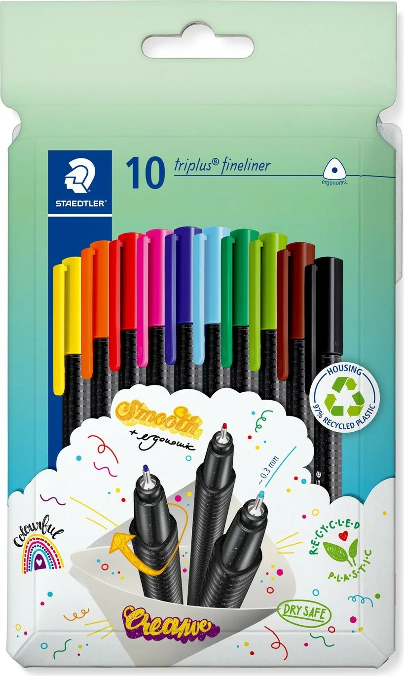 Set fineliner STAEDTLER triplus 10 copë, shumëngjyrësh