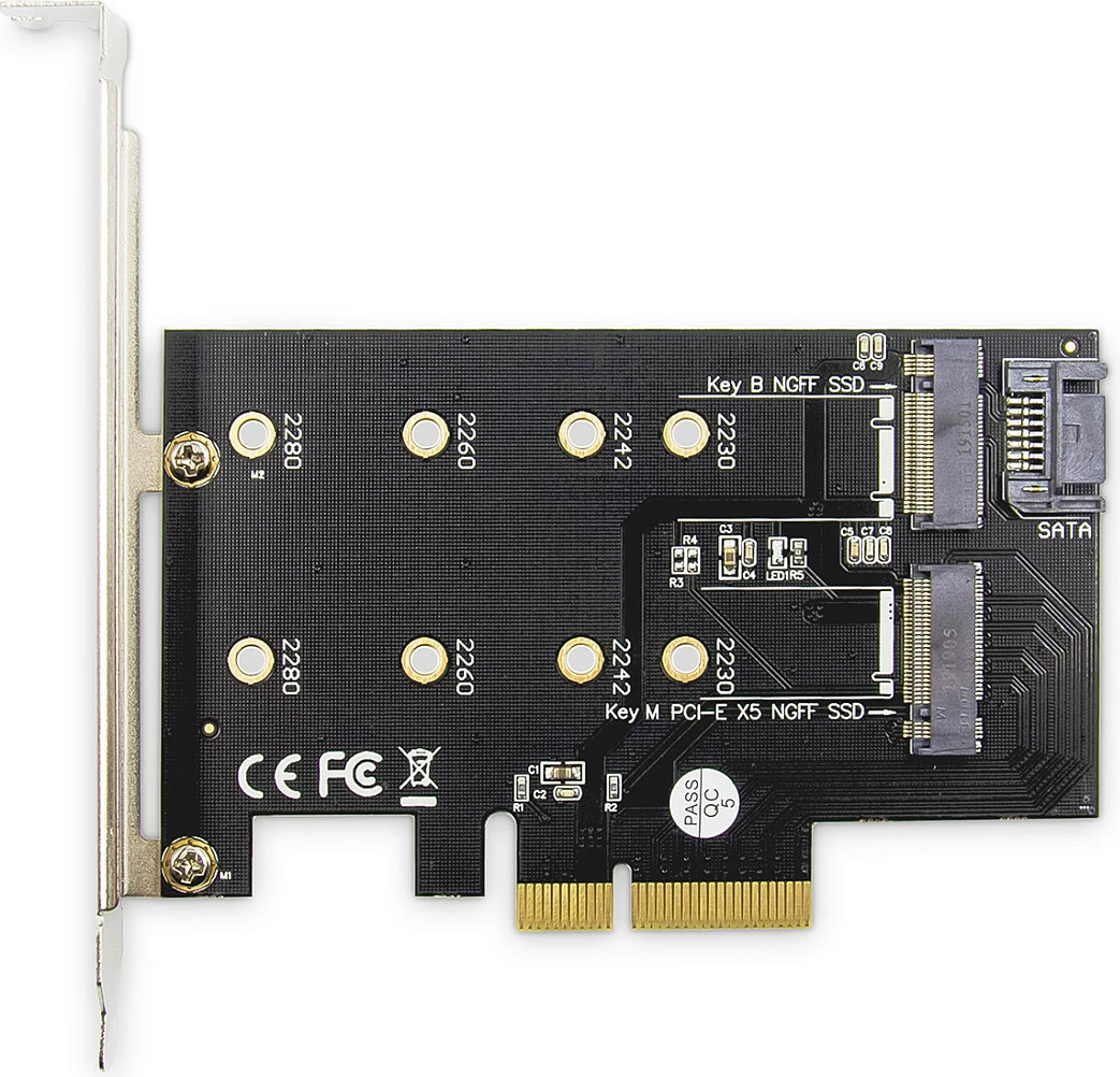 Kartë zgjerimi Digitus PCIe 3.0 x4 për SSD M.2 NGFF/NVMe, 2 slote, e zezë