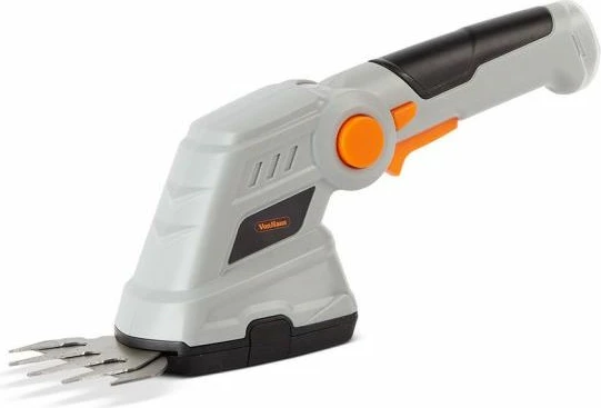 Gërshërë pa kabllo për gardh dhe bar VONHAUS 2500257 2-në-1, teh 170 mm + 90 mm, dorezë teleskopike 85–113 cm, gri/portokalli