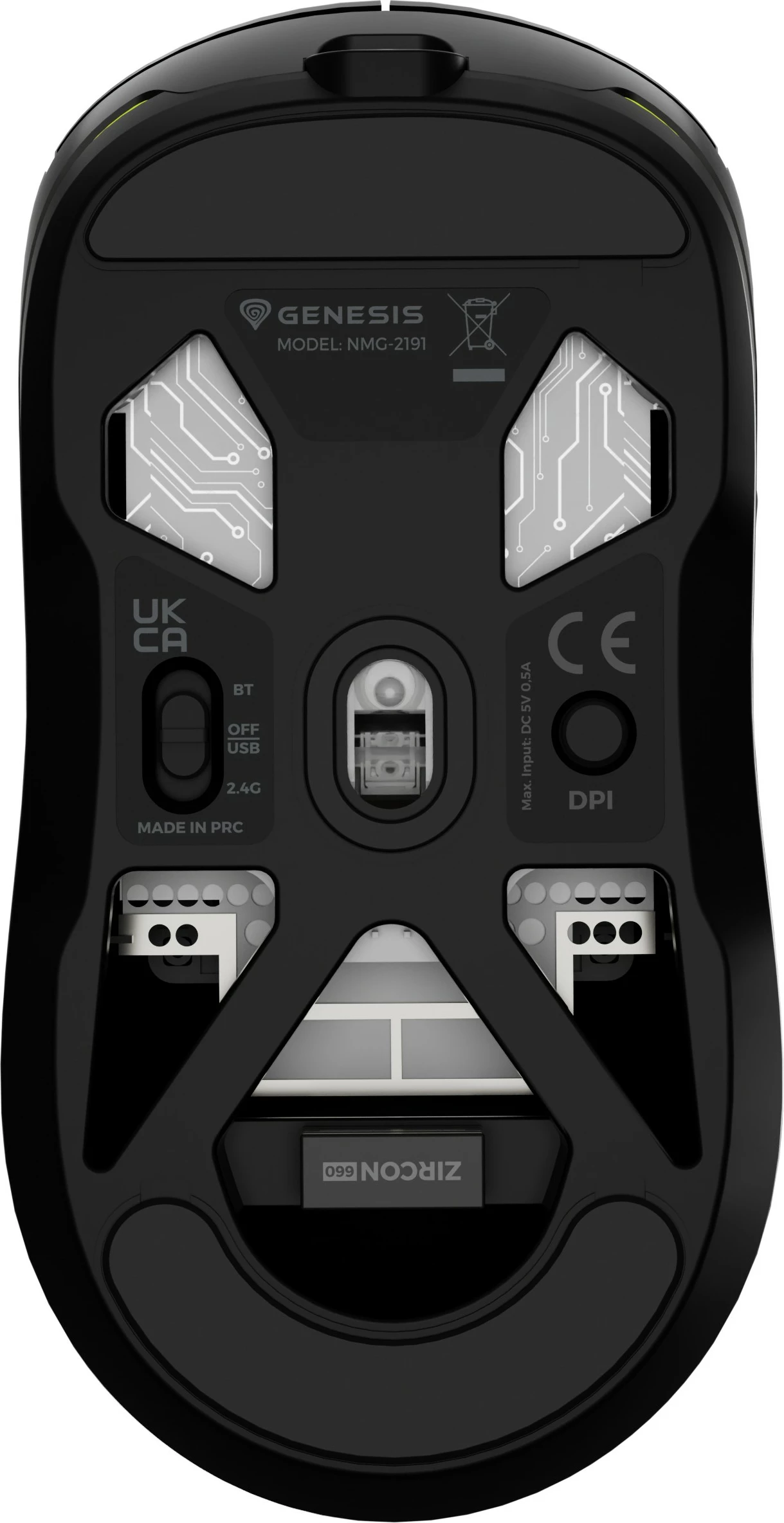 Maus gaming Genesis Zircon 660, wireless + Bluetooth + USB, 12000 DPI, i zi