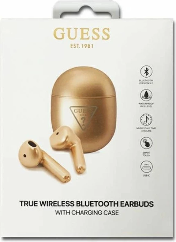 Kufje wireless Guess Triangle Logo, të arta