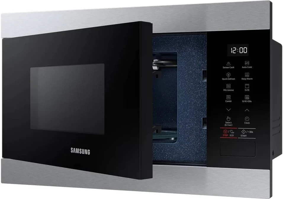 Furrë me mikrovalë e inkorporueshme, Samsung, MG22M8274AT/E2, 22L, grill, 850W, kontroll me prekje, e zezë/inoks