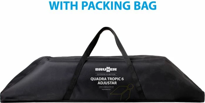 tryezë kampingu BRUNNER Titanium Quadra Tropic 4 MPN 0406095N 120.5×70×72 cm alumini 30 kg me çantë bartjeje argjendtë/zezë me bambu
