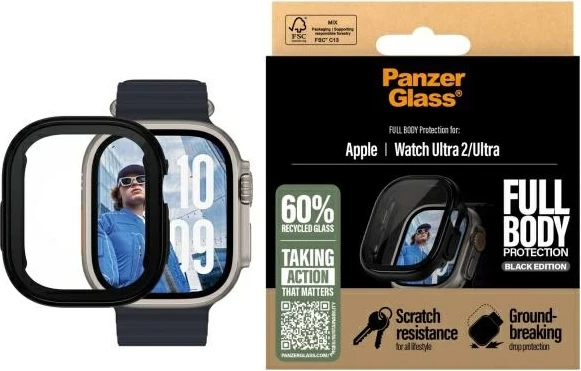 Mbrojtëse xhami PanzerGlass Snappie Full Body për Apple Watch Ultra 2, E zezë