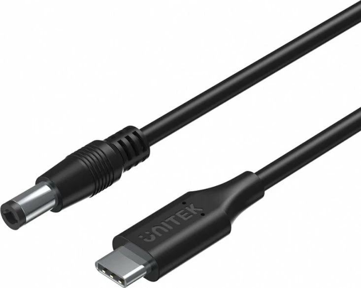 Kabllo karikimi USB-C në DC 5.5 x 2.5 mm Unitek C14116BK-1.8M, 1.8 m, 65W, e zezë