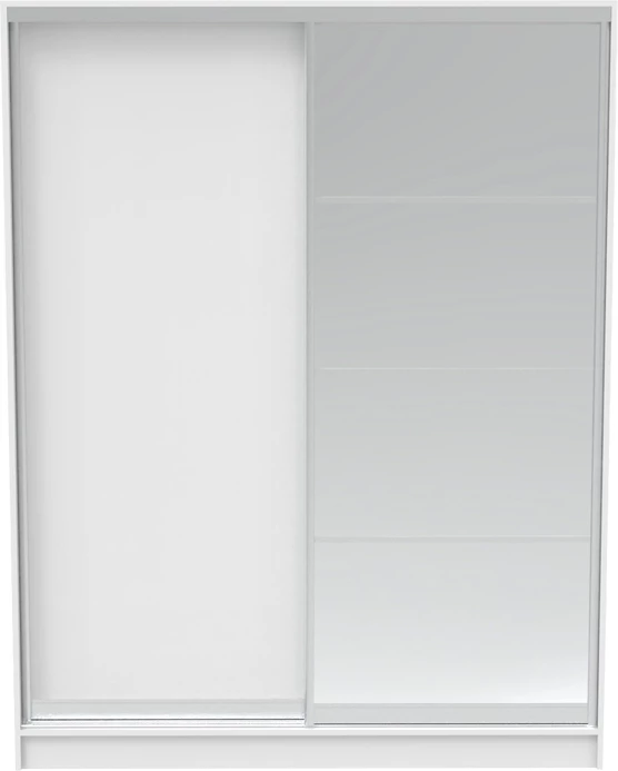 Dollap me dy dyer rrëshqitëse, pasqyrë, ngjyrë e bardhë, 160x60x220cm