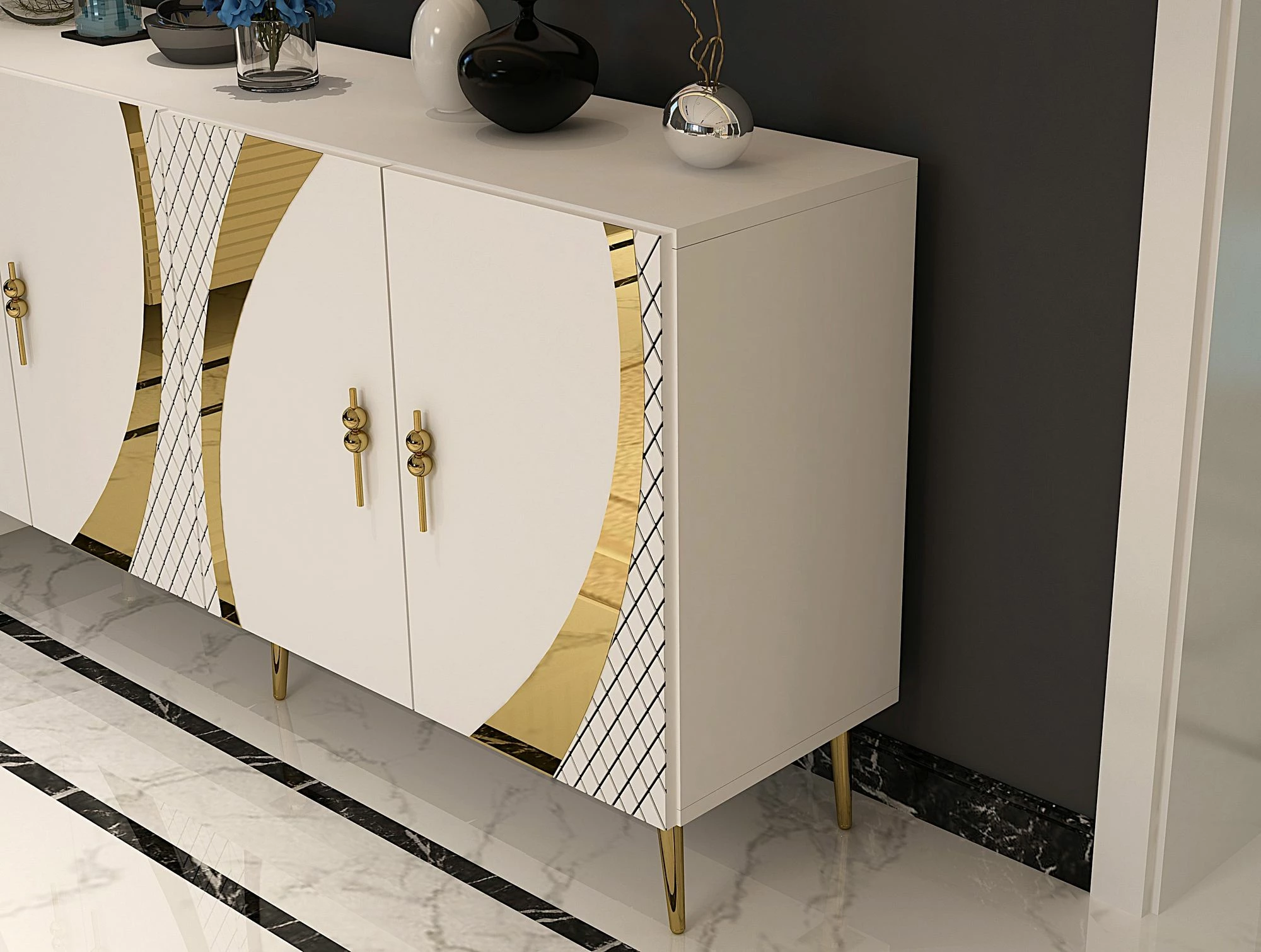 Konsol Skye Decor, Hook KB150, e bardhë, e artë