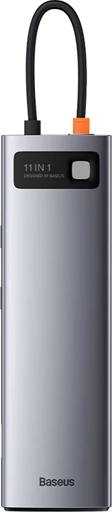 Kasë Baseus Metal Gleam Series CAHUB-CT0G, 11 porte, USB-C, HDMI, VGA, RJ45, Gri