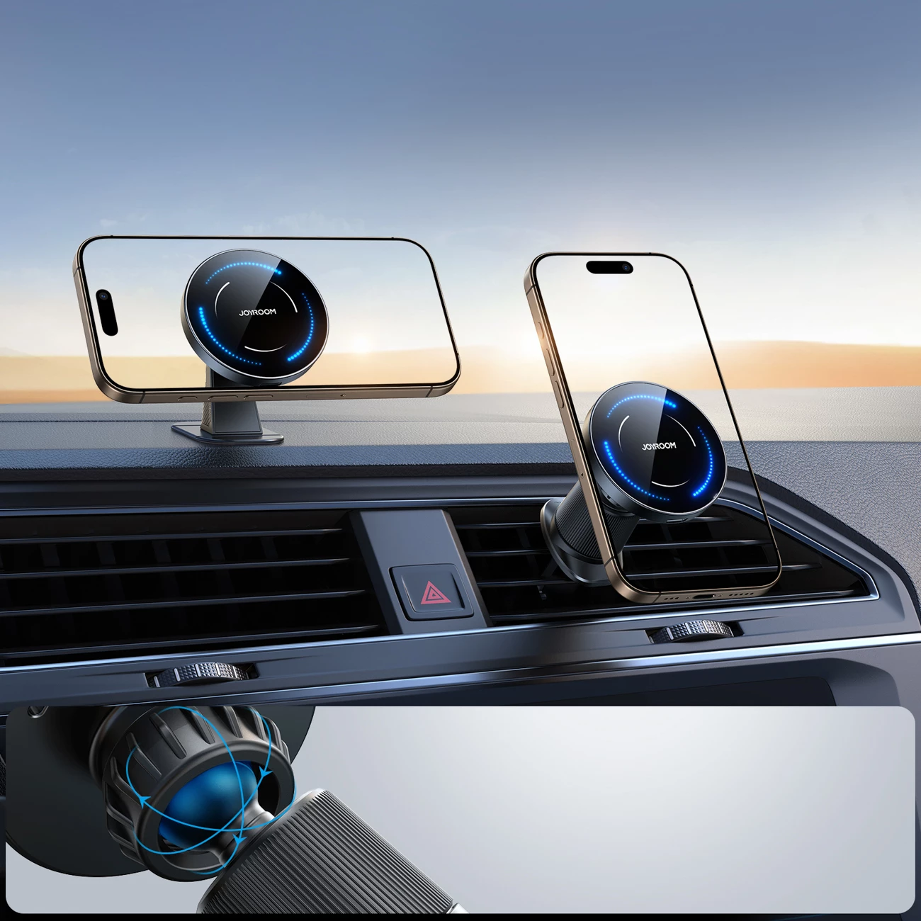 Mbajtës magnetik për celular Joyroom JR-ZS502 me karikim wireless 15W, i zi