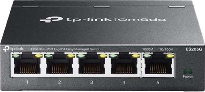 Switch, TP-Link ES205G Omada, 5 porta Gigabit, desktop, metal, e zezë