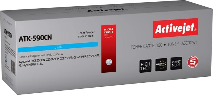 Toner zëvendësues Activejet ATK-590CN për printerët Kyocera, 5000 faqe, i kaltër