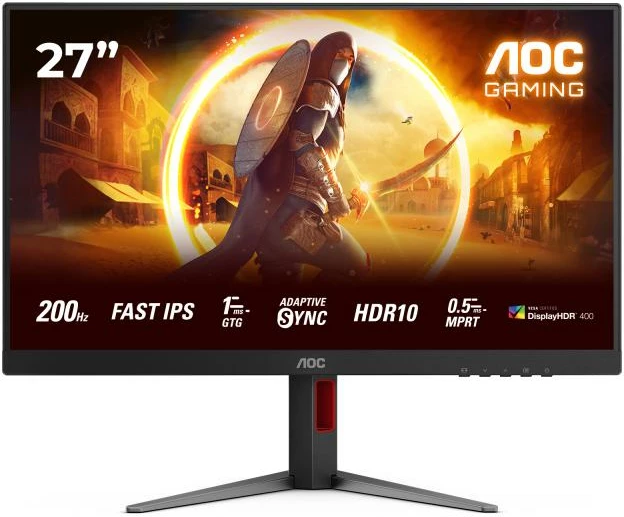 Monitor gaming AOC 27G4HA 27" Full HD 200 Hz Fast IPS 1 ms GtG HDR10 me altoparlantë, zi/kuq
