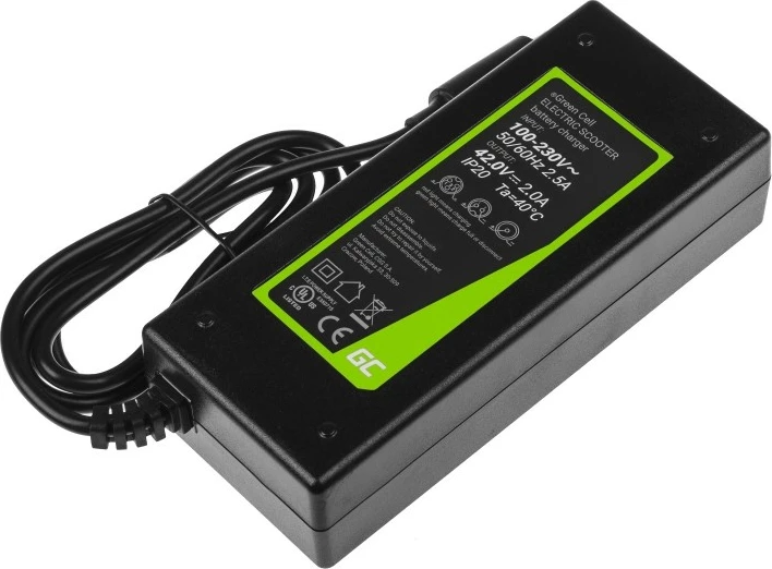 Karikues trotineti Green Cell SAD01 për Xiaomi Mijia M365 / M365 Pro / Segway Ninebot ES1 ES2 ES3 ES4, 42V 2A, i zi