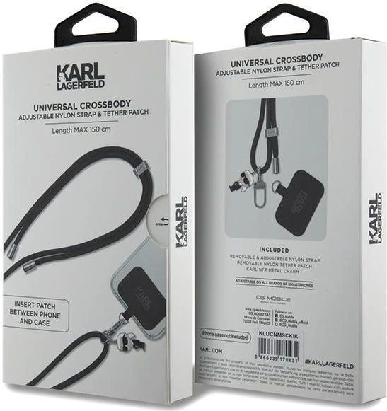 Rrip universal për celular Karl Lagerfeld KLUCNMSCKIK CBDY Cord, 150 cm, i zi