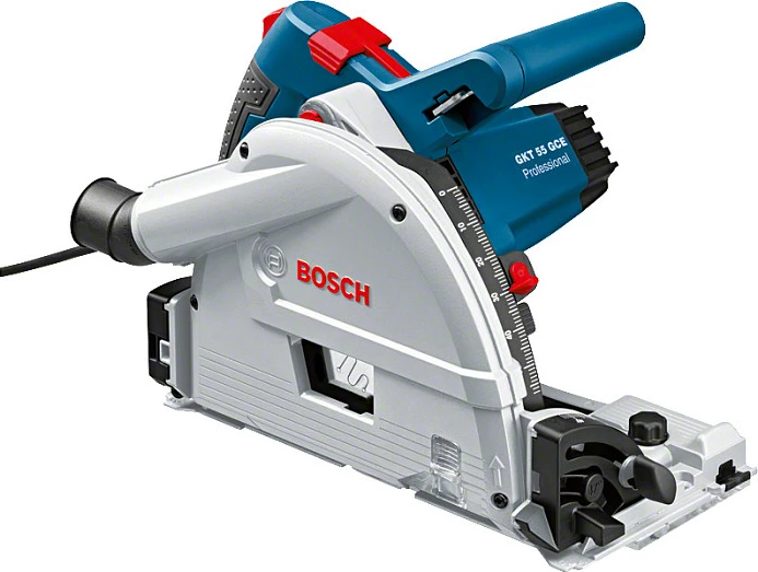 Sharrë rrethore Bosch GKT 55 GCE, 1400W, 16.5cm, 6250 RPM, bardhë/blu