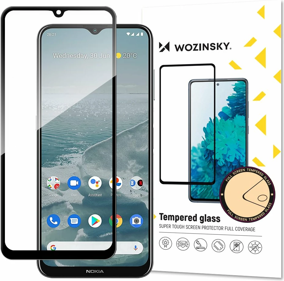 Xham i temperuar Wozinsky Full Glue për Nokia G20, i zi