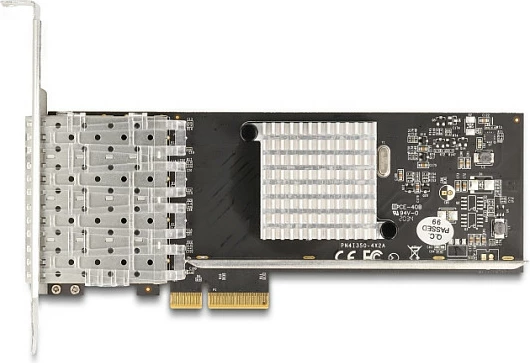 Kartë rrjeti PCIe DeLOCK i350, 4x SFP, 1 Gbps, e brendshme, e zezë