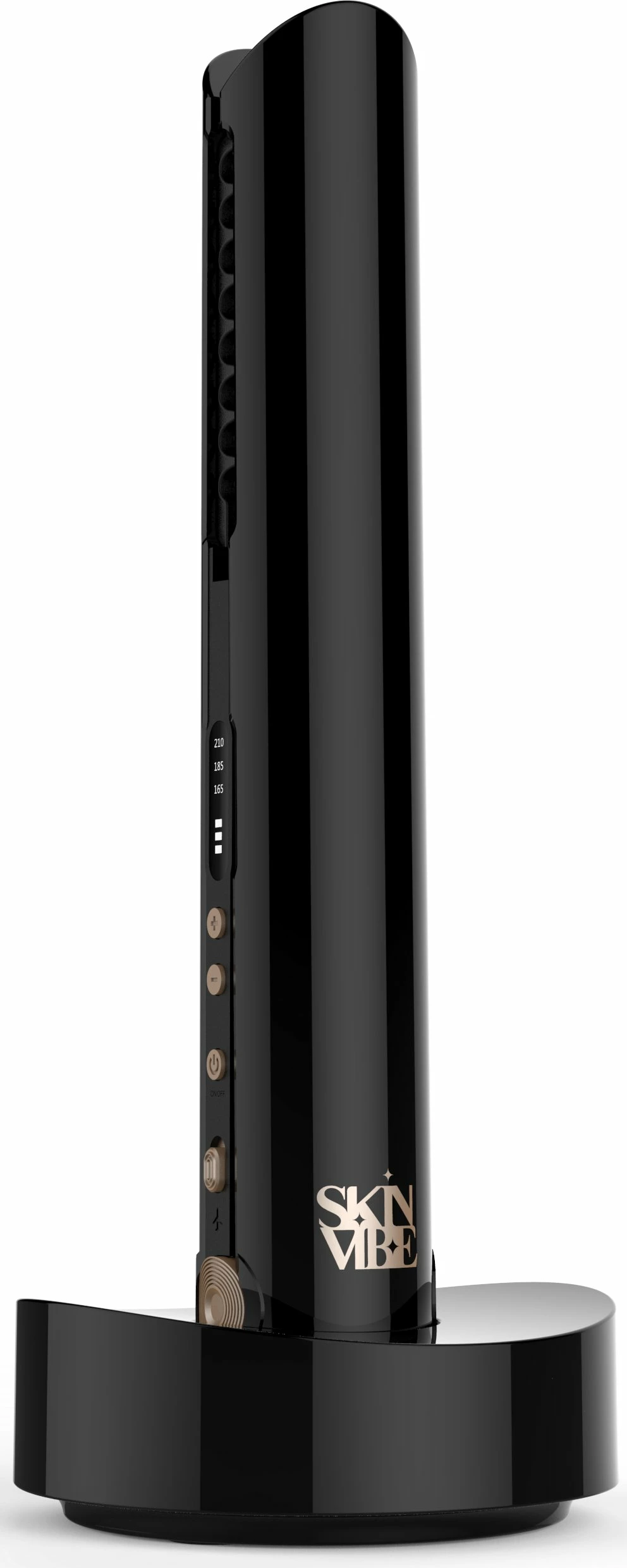 Drejtues flokësh pa kabllo SkinVibe Luna MiniWireless SV-003BK, 210°C, pllaka qeramike 20 mm, 3 nivele temperature, LCD, e zezë, me qese mbrojtëse