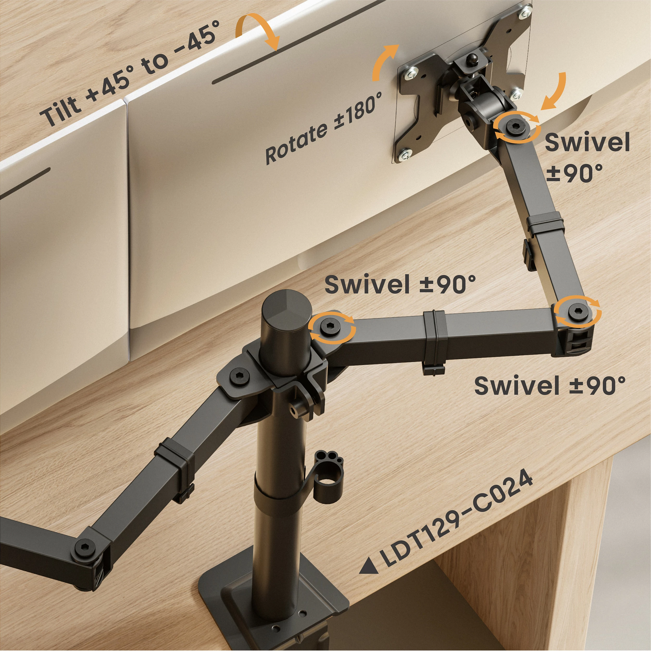 Mbajtëse tavoline për 2 monitorë Equip 17"-32", VESA 75x75/100x100, 360°, 2x10kg, e zezë