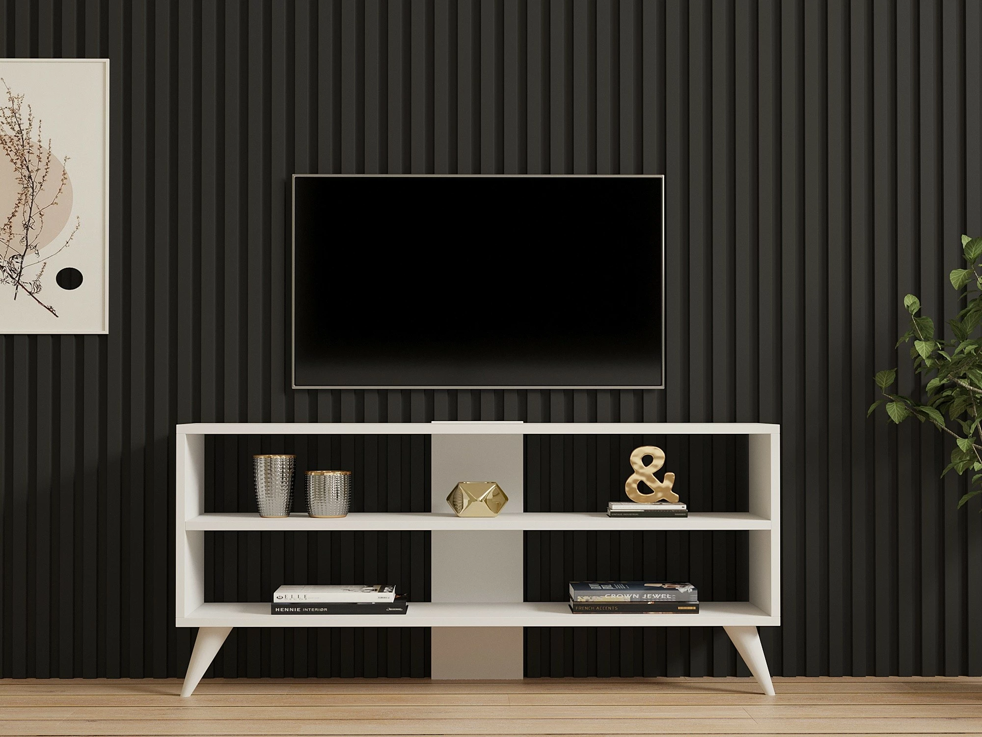 Komodë për TV Hanah Home, njëra - e bardhë