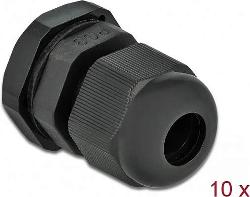 Glandë kablli DeLOCK PG9, IP68, për kabllo 8 mm, paketim 10 copë, e zezë