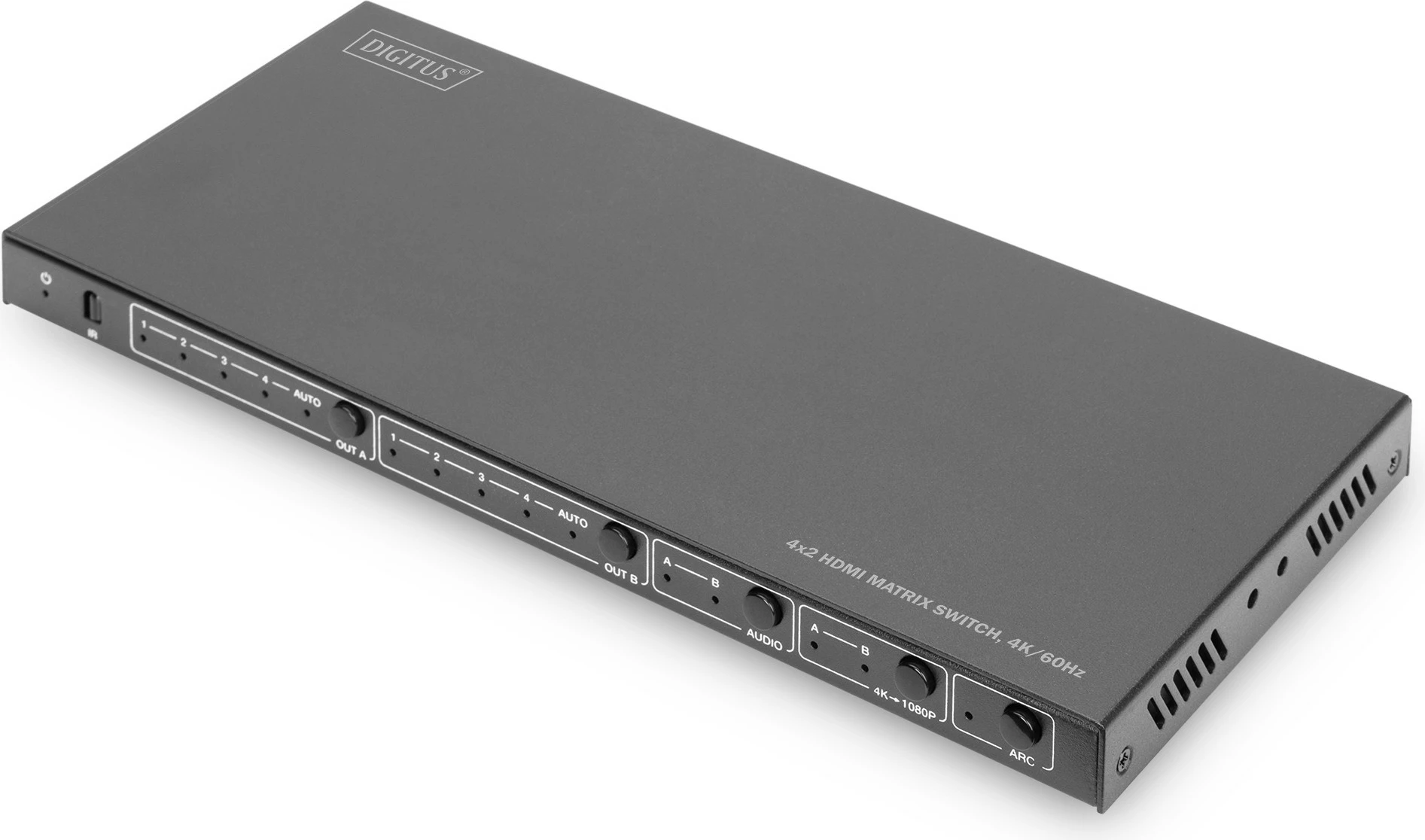 Switch HDMI Digitus 4x2, 4K/60Hz, 4 hyrje, 2 dalje, i zi