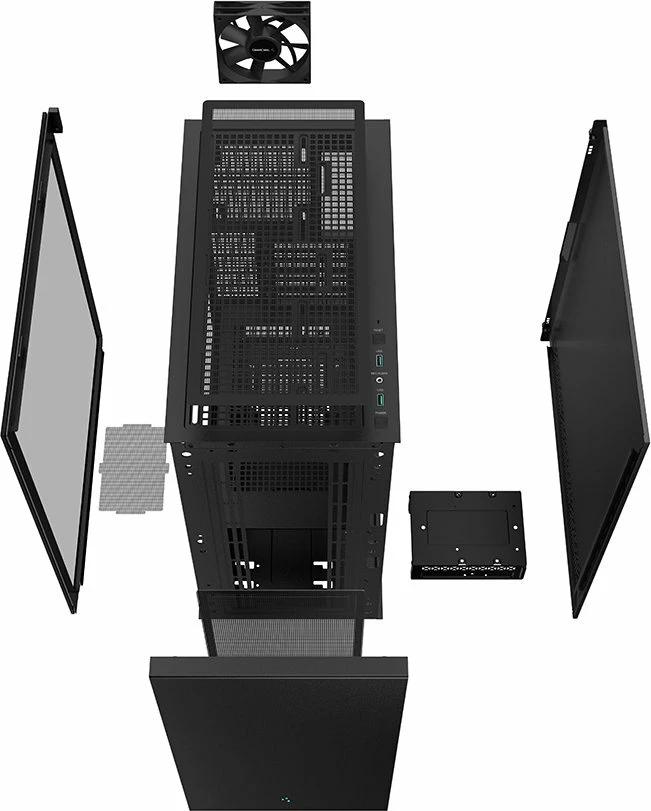 Kasë Deepcool CH510 (R-CH510-BKNNE1-G-1) Midi Tower ATX/e-ATX, xham i kalitun, 2x USB 3.0, e zezë