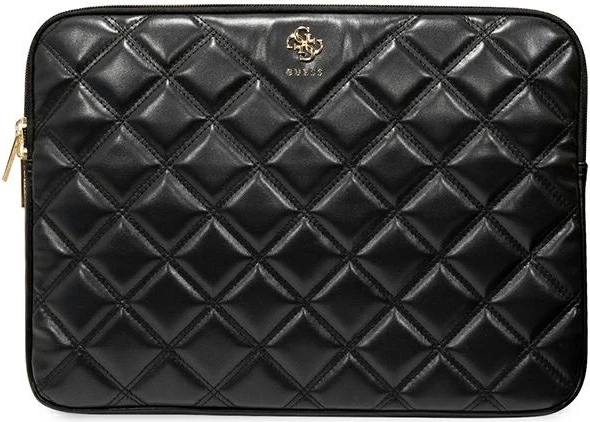 Mbështjellës laptopi Guess Quilted 4G, 16 inç, lëkurë ekologjike, e zezë