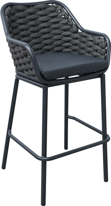 Karrige për bar Zuki alumini, e grisë, me jastëk, 55x54x109cm