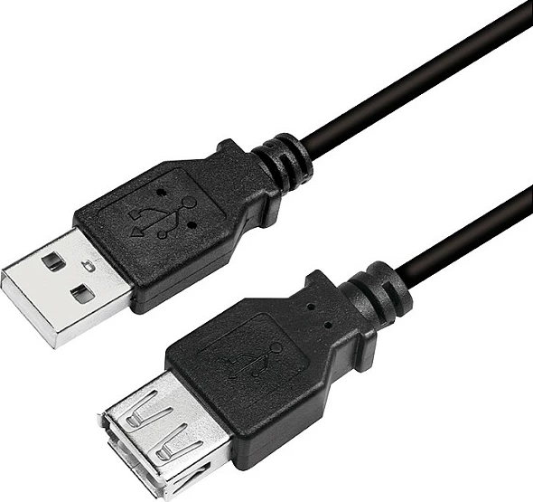 Kabllo USB 2.0 LogiLink, USB-A mashkull në USB-A femër, 2 m, e zezë
